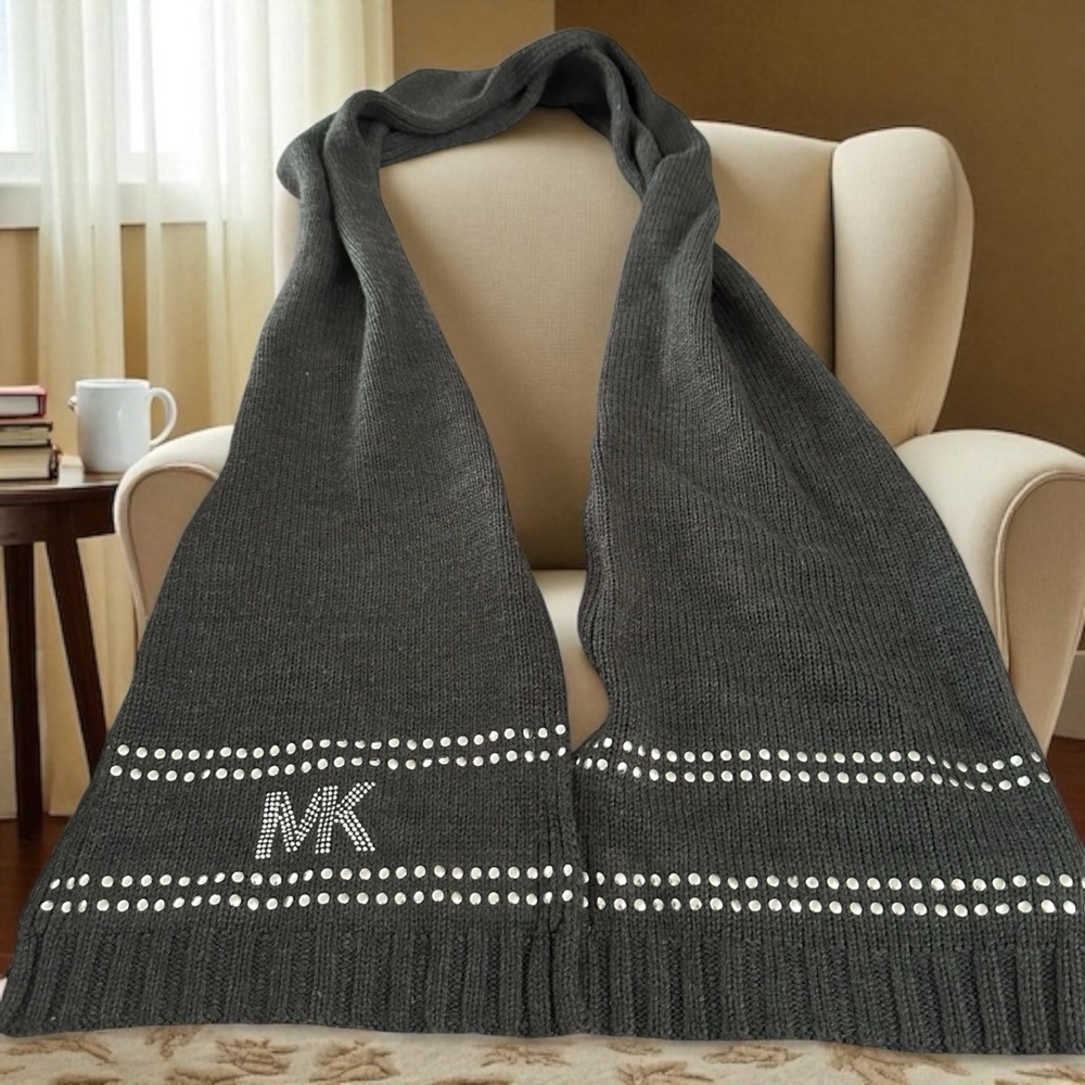 Michael Kors ribbed sweater Scarf Gray with Studs